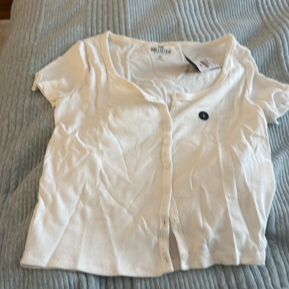 Hollister White Button Front Crop Top - Picture 4 of 4